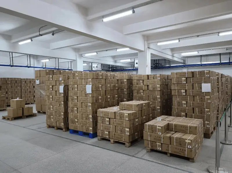 Finished products packaged and ready for global shipping