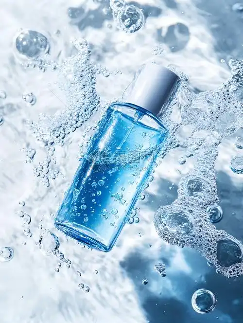 Balancing facial toner in transparent bottle